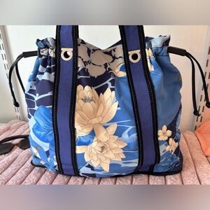 Salvatore Ferragamo Blue Floral Tote like new silver hardware absolutely mint